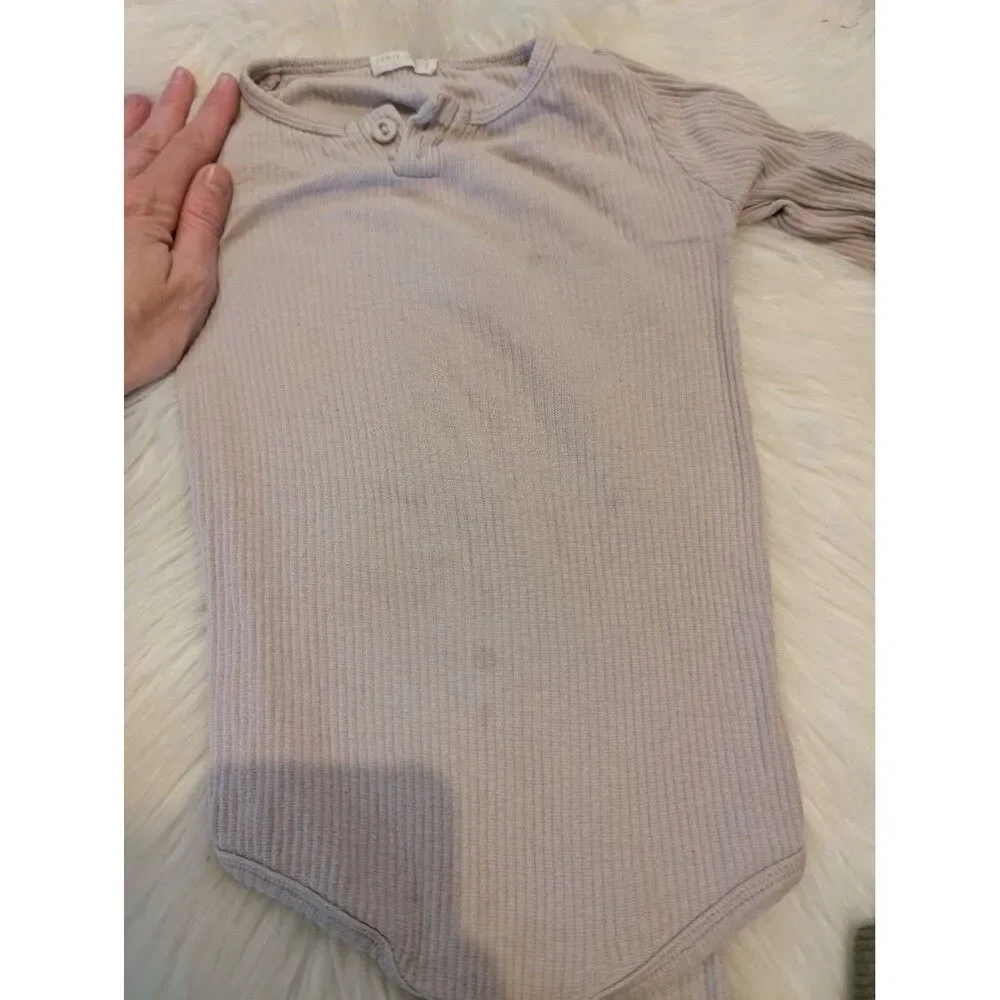 Bundle! 4 Jamie Kay Ribbed Long Sleeve Henley Bodysuits Neutral Mix 1 Pants 2T 2